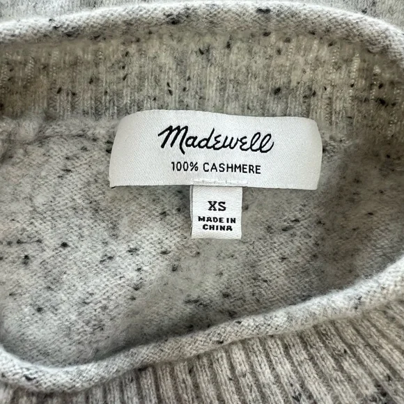 Madewell Donegal 100% Cashmere Roll-Trim Pullover Sweater in Light Grey, size XS - Picture 6 of 9